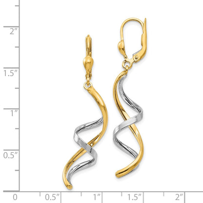 14K Bicolor Spirale Ohrhänger mit Brisur