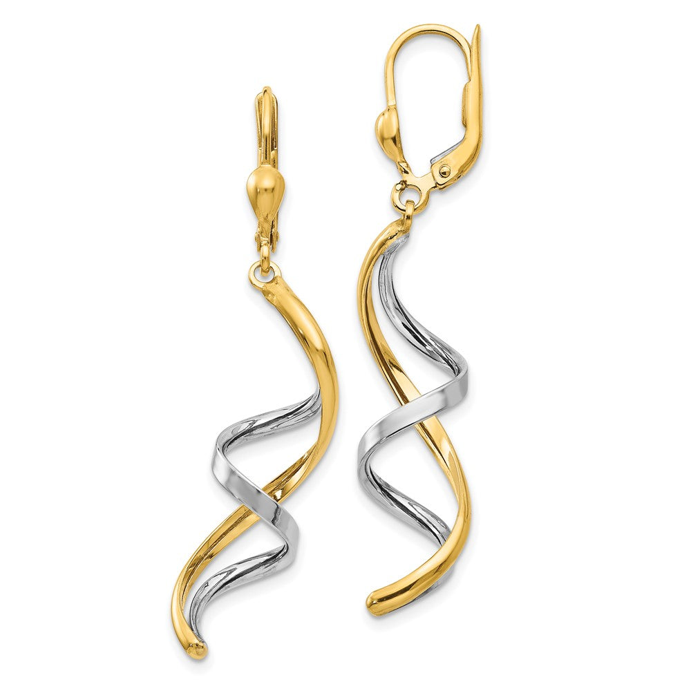 14K Bicolor Spirale Ohrhänger mit Brisur