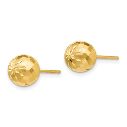 14K Gelbgold 8mm Diamantiert Mirror Kugel Ohrstecker