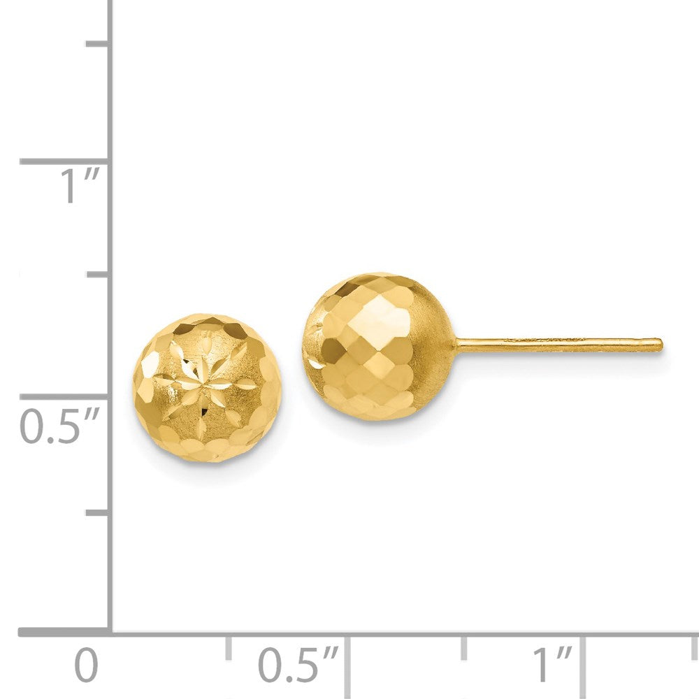 14K Gelbgold 8mm Diamantiert Mirror Kugel Ohrstecker