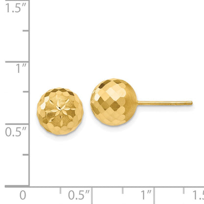 14K Gelbgold 9mm Diamantiert Mirror Kugel Ohrstecker