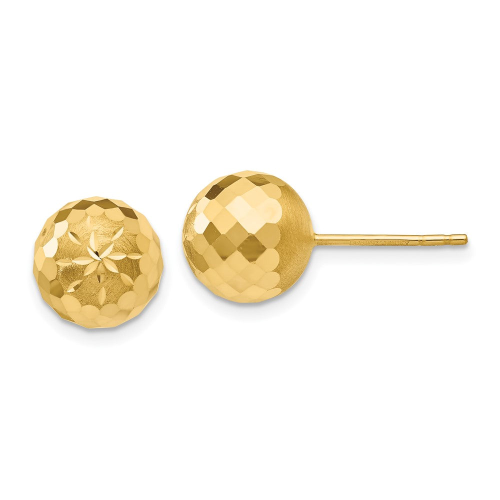 14K Gelbgold 9mm Diamantiert Mirror Kugel Ohrstecker
