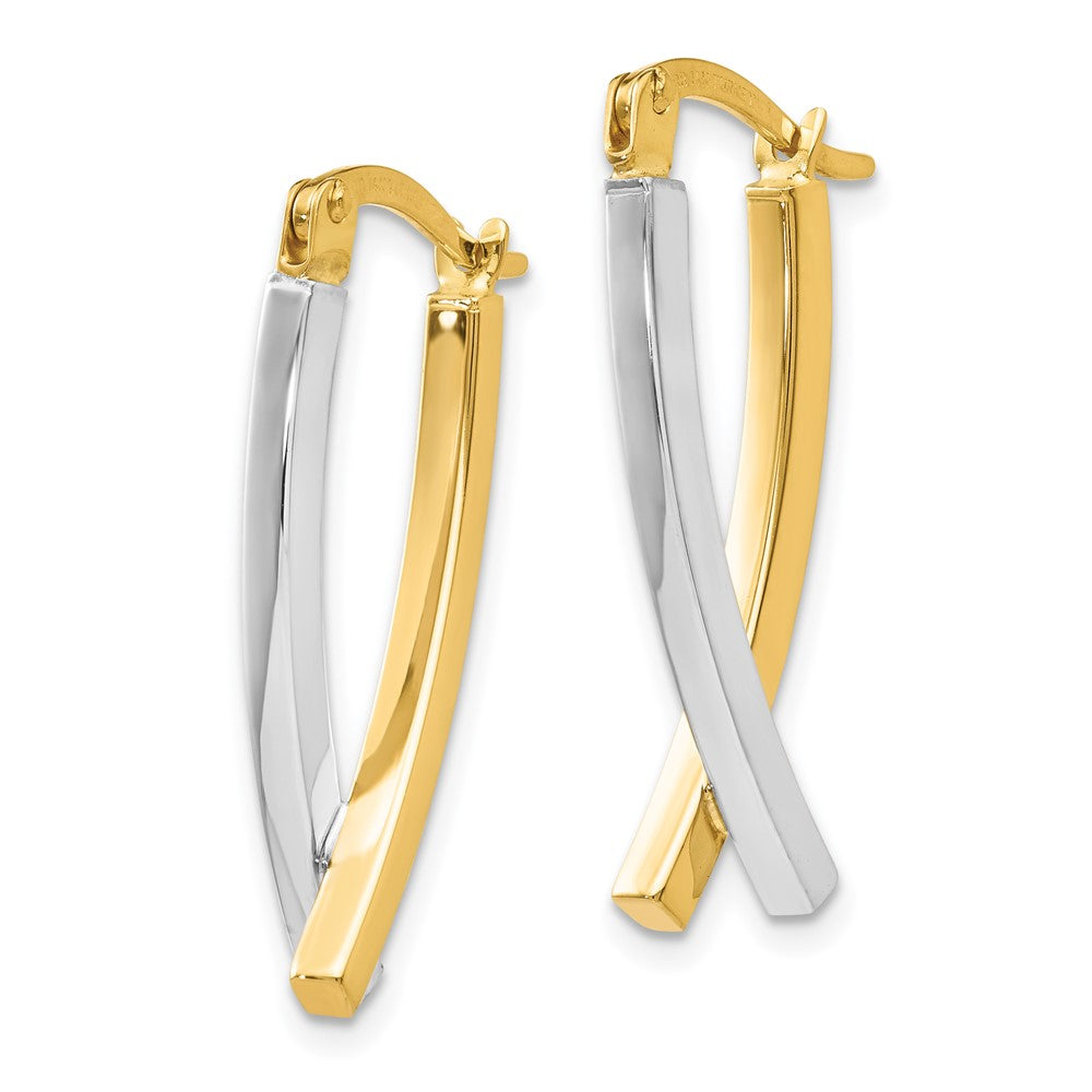 14K Bicolor Klappbar Röhre Ohrringe