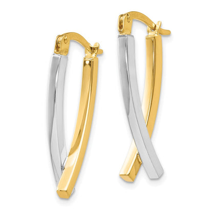 14K Bicolor Klappbar Röhre Ohrringe
