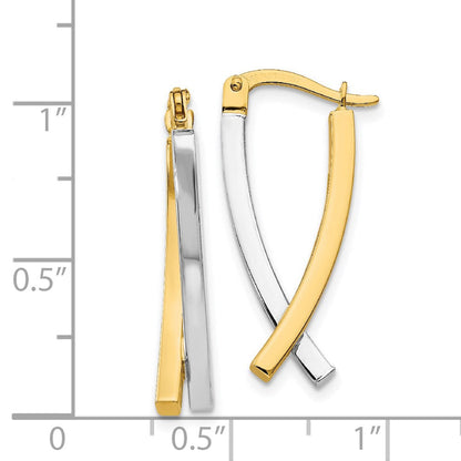 14K Bicolor Klappbar Röhre Ohrringe