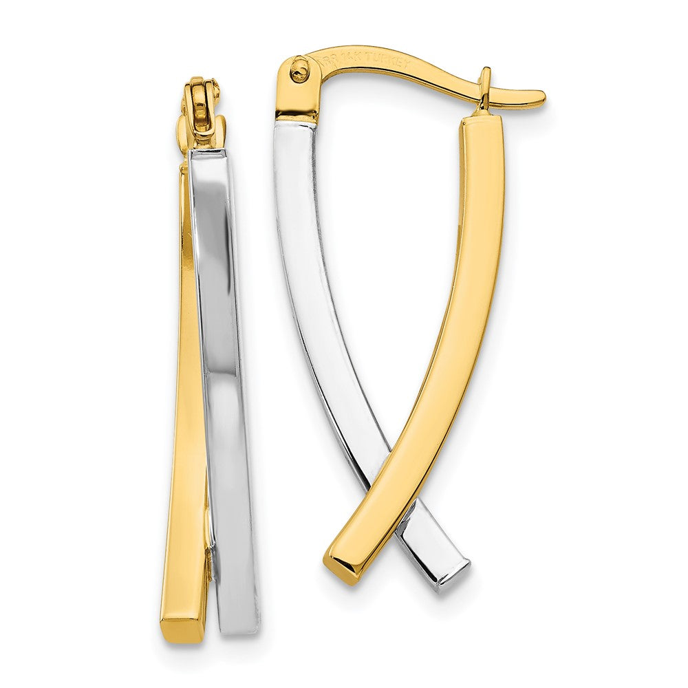 14K Bicolor Klappbar Röhre Ohrringe