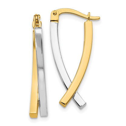 14K Bicolor Klappbar Röhre Ohrringe