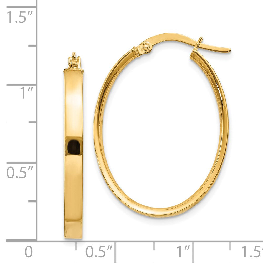 14K Gelbgold 3mm Oval Creolen