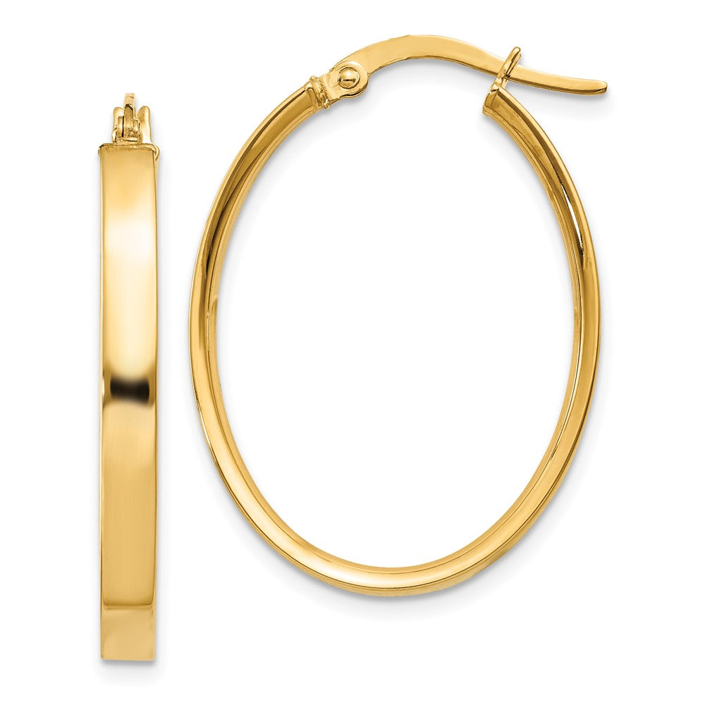 14K Gelbgold 3mm Oval Creolen