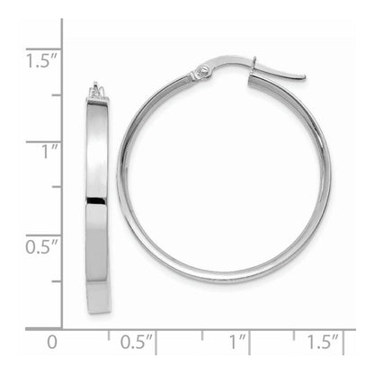 14K Weißgold 3mm Groß Creolen