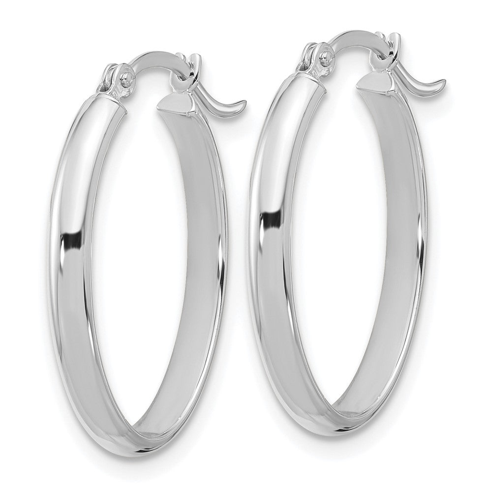 14K Weißgold Oval Creolen