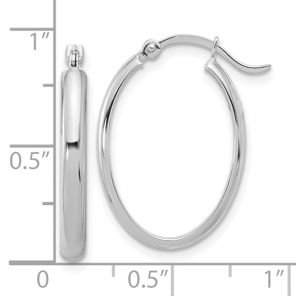 14K Weißgold Oval Creolen