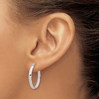 14K Weißgold Oval Creolen