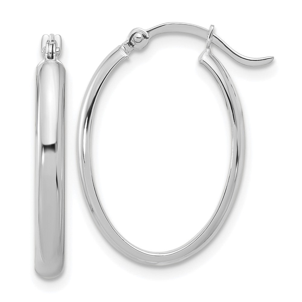 14K Weißgold Oval Creolen
