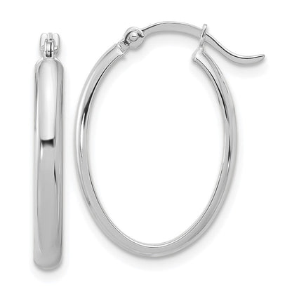 14K Weißgold Oval Creolen