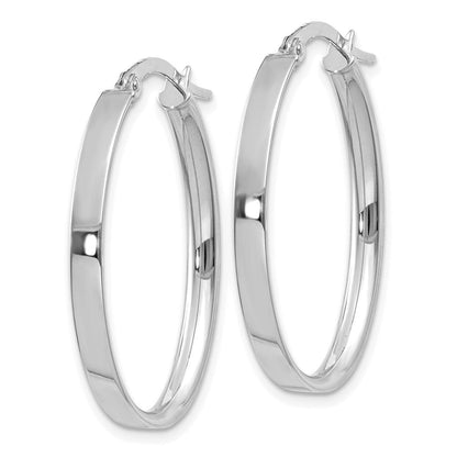 14K Weißgold 3mm Oval Creolen