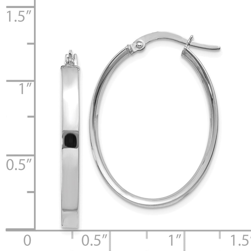 14K Weißgold 3mm Oval Creolen