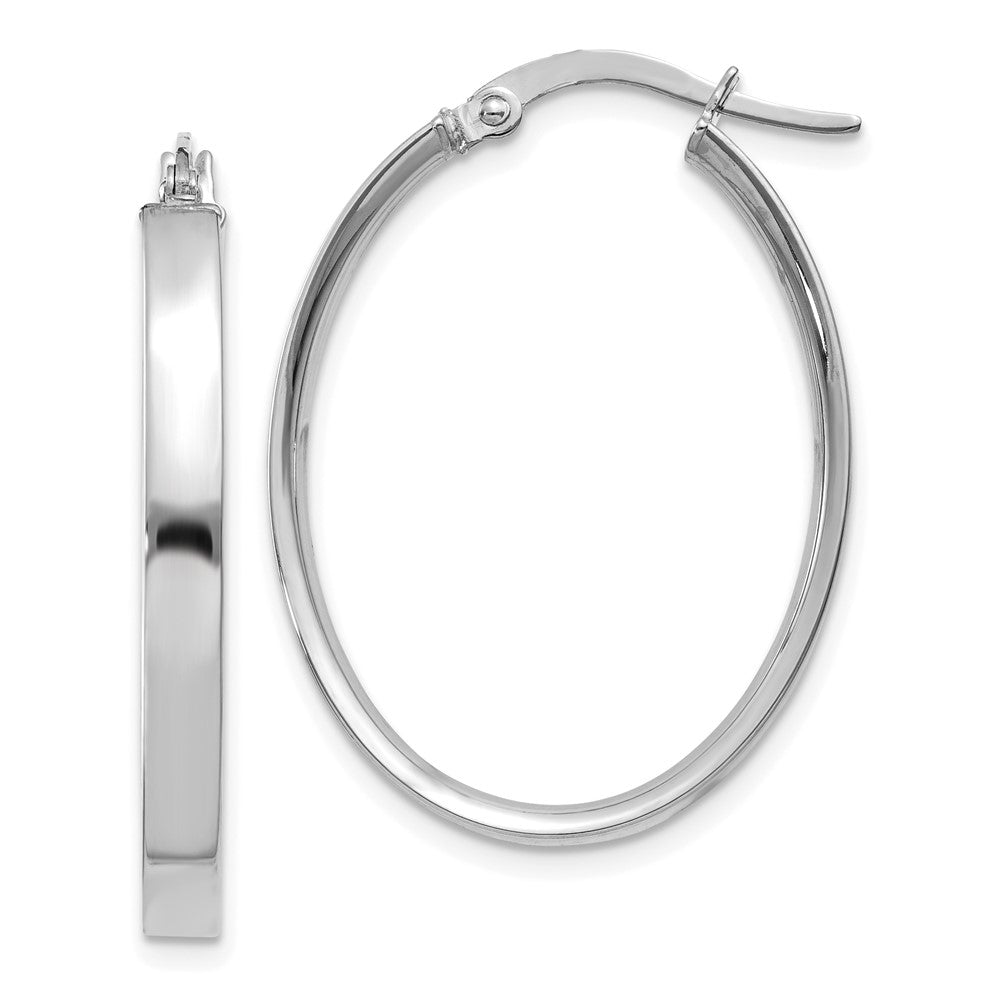 14K Weißgold 3mm Oval Creolen