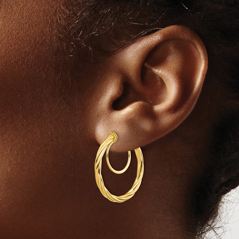 14K Gelbgold Gedreht Non-pierced Creolen