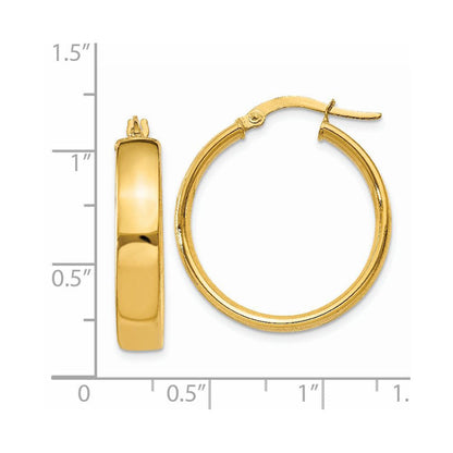 14K Gelbgold 4.75mm Groß Creolen