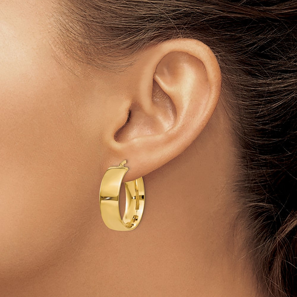14K Gelbgold 7.75mm Poliert Groß Creolen