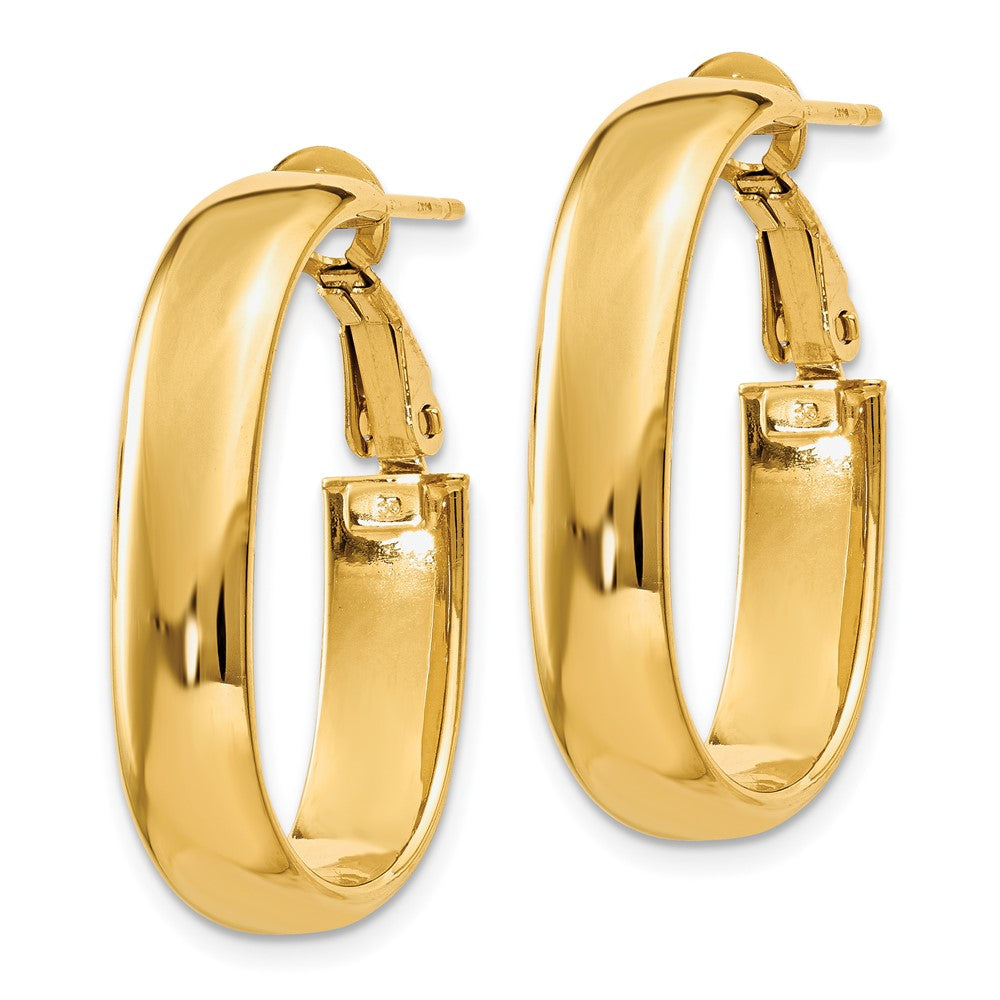 14K Gelbgold 5.75mm Oval Omega Rückseite Creolen