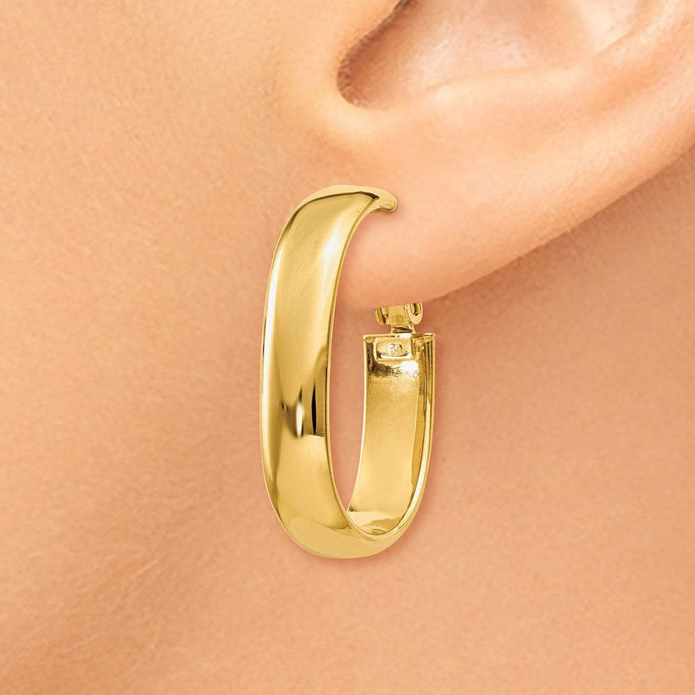 14K Gelbgold 5.75mm Oval Omega Rückseite Creolen