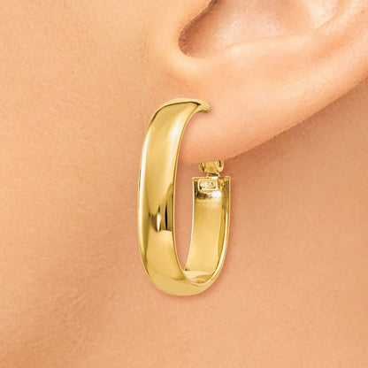 14K Gelbgold 5.75mm Oval Omega Rückseite Creolen