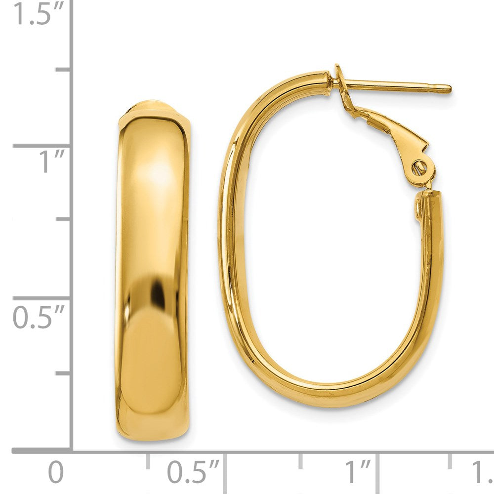 14K Gelbgold 5.75mm Oval Omega Rückseite Creolen