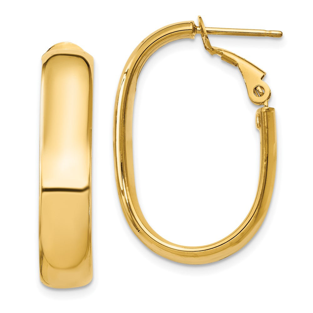 14K Gelbgold 5.75mm Oval Omega Rückseite Creolen