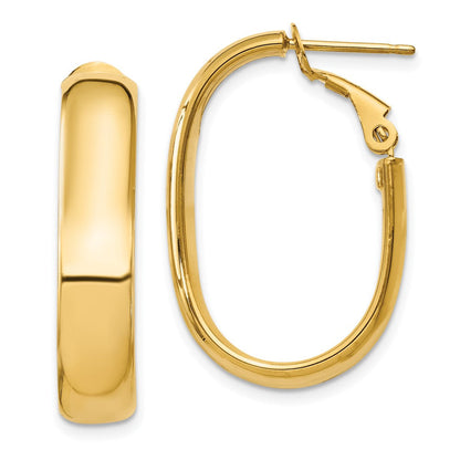 14K Gelbgold 5.75mm Oval Omega Rückseite Creolen