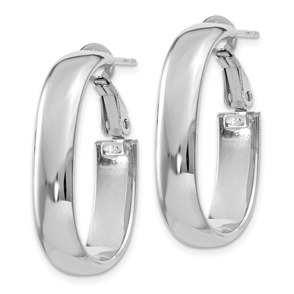 14K Weißgold 5.75mm Oval Omega Rückseite Creolen