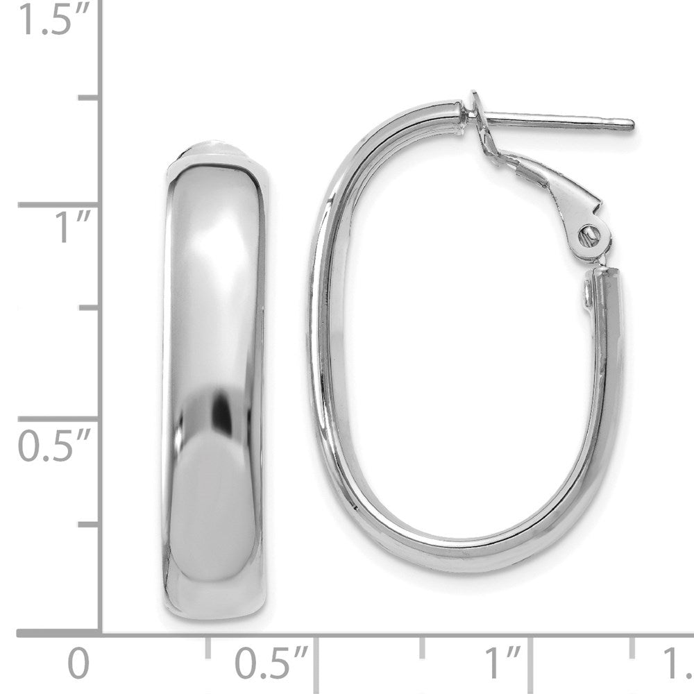 14K Weißgold 5.75mm Oval Omega Rückseite Creolen