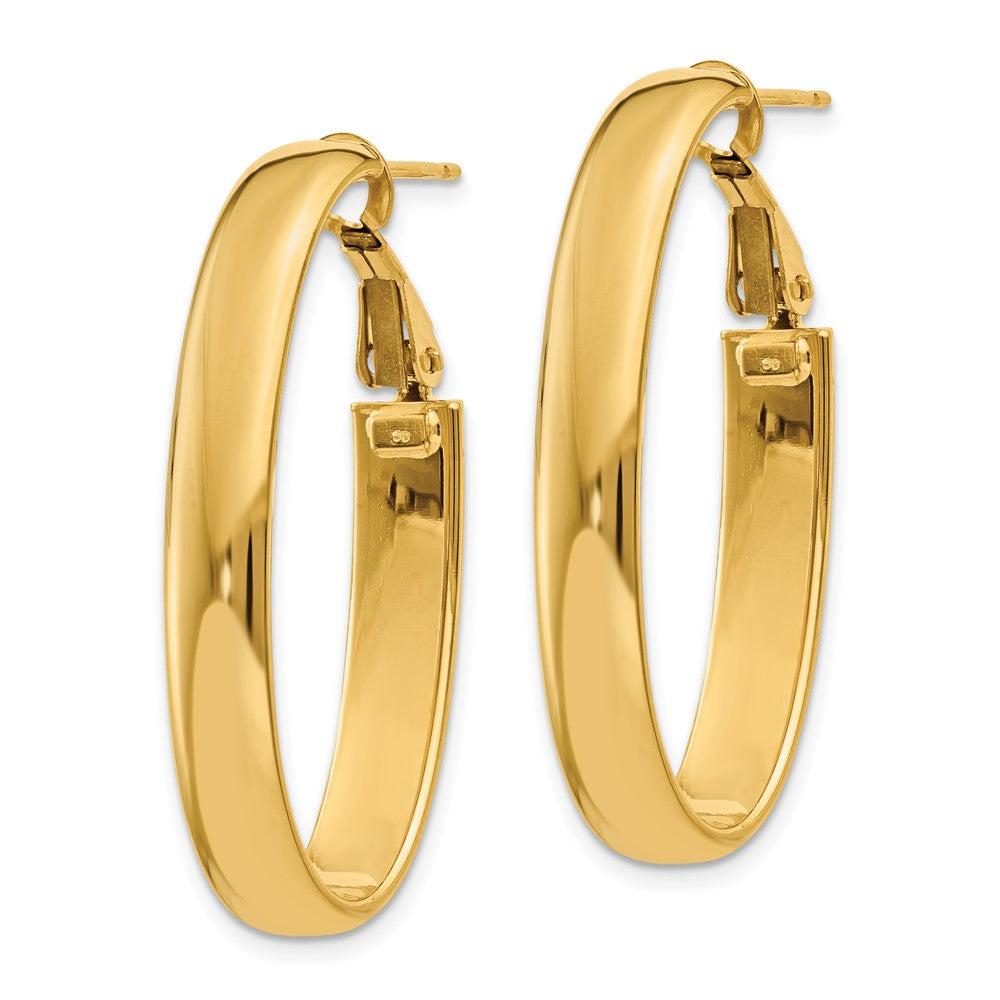 14K Gelbgold 7.75mm Oval Omega Rückseite Creolen