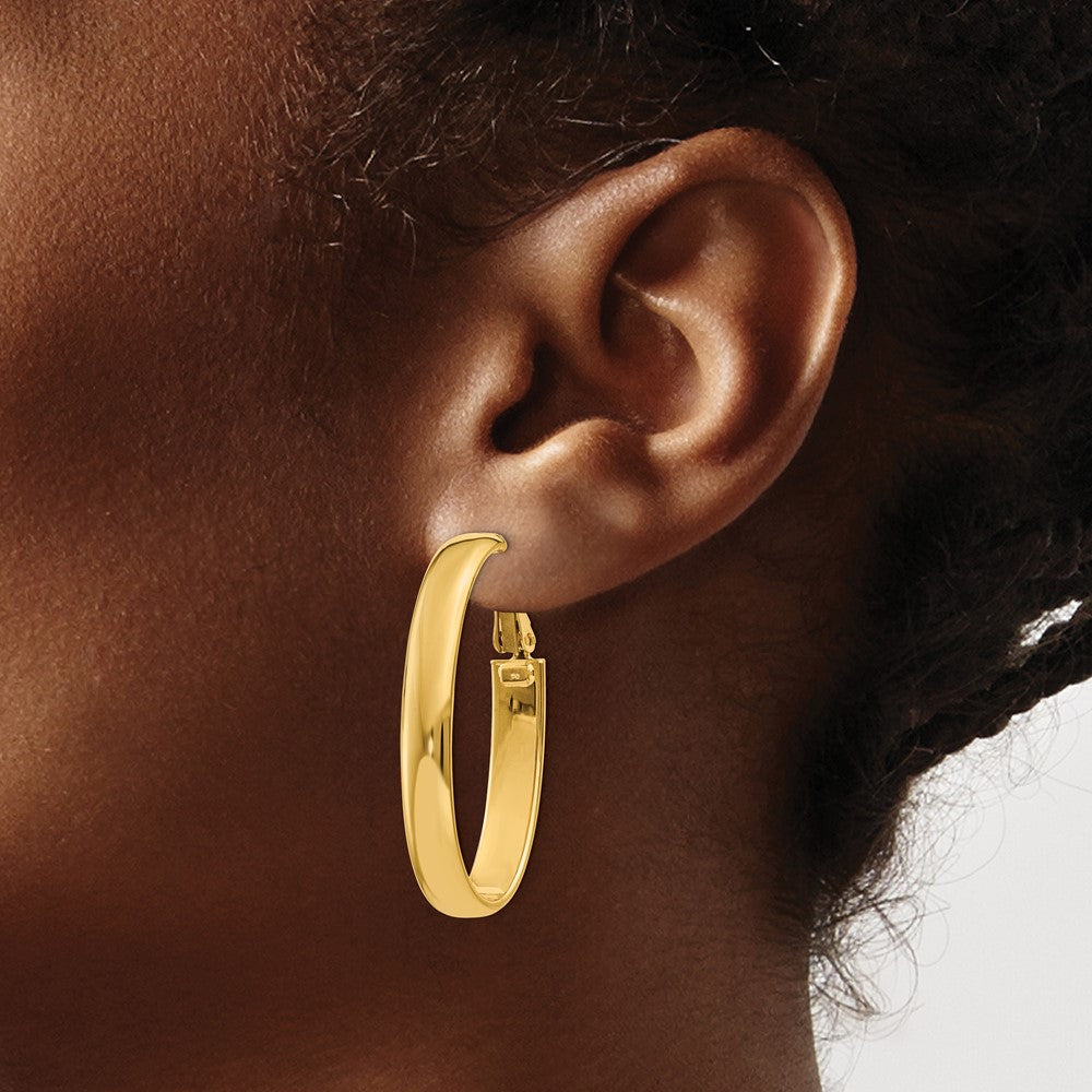 14K Gelbgold 7.75mm Oval Omega Rückseite Creolen