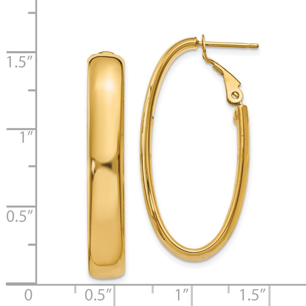 14K Gelbgold 7.75mm Oval Omega Rückseite Creolen