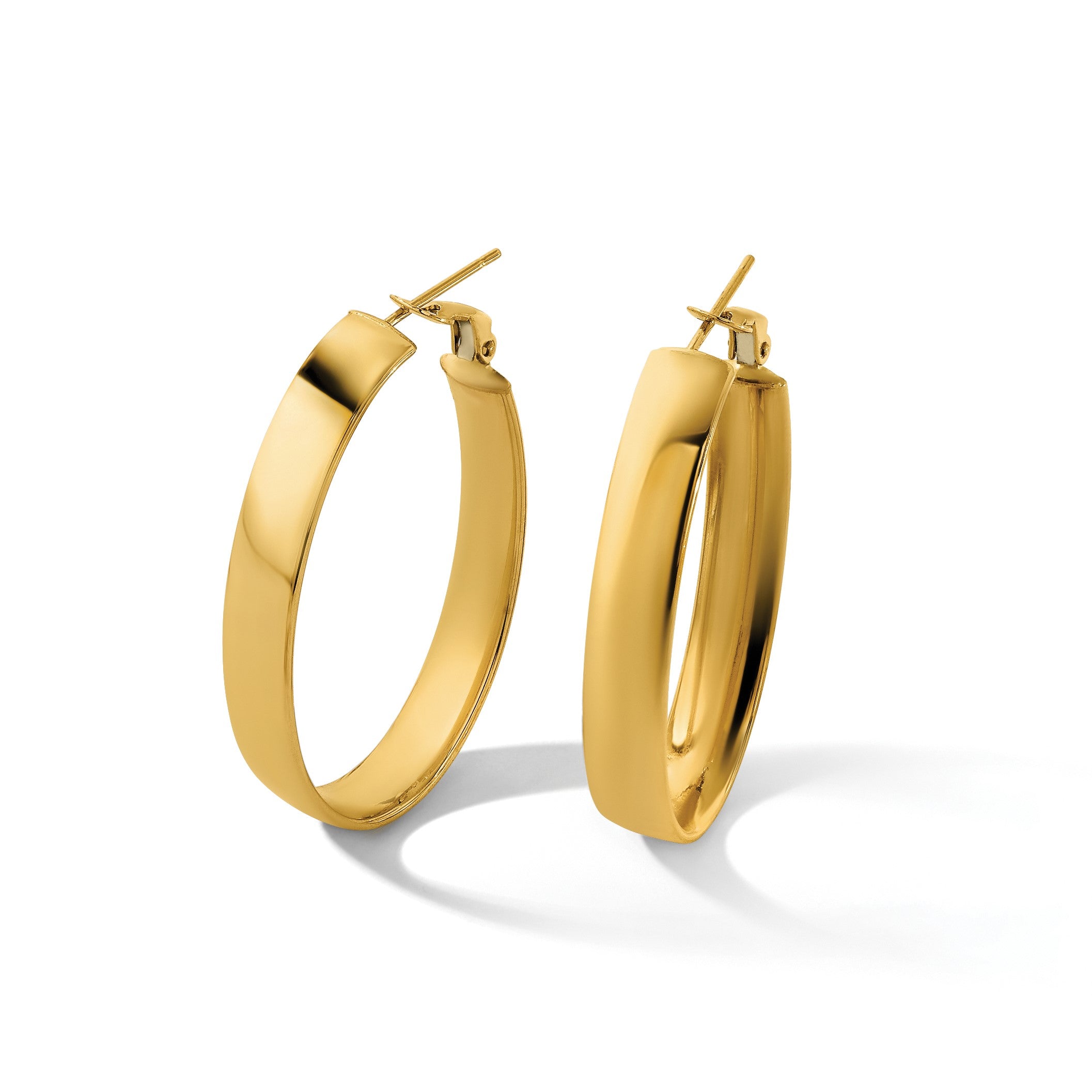 14K Gelbgold 7.75mm Oval Omega Rückseite Creolen