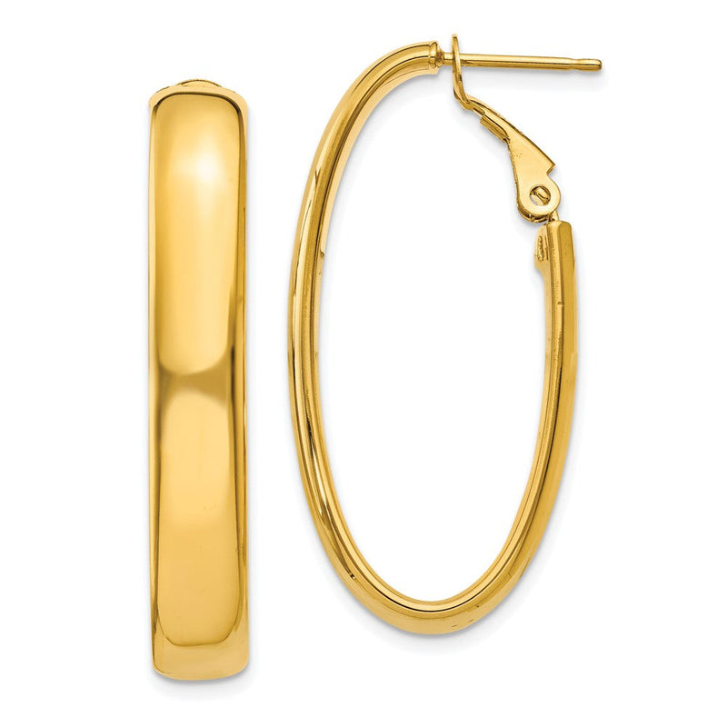 14K Gelbgold 7.75mm Oval Omega Rückseite Creolen