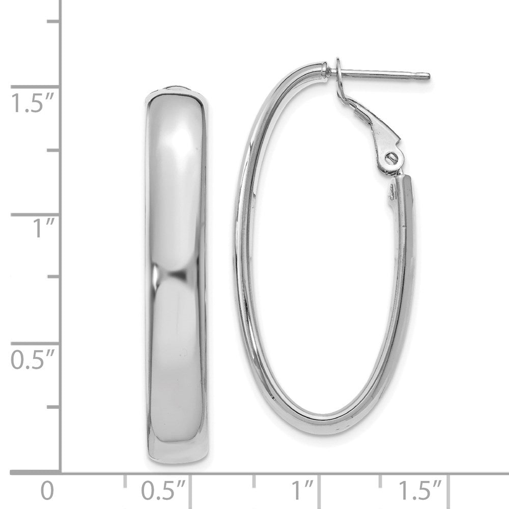 14K Weißgold 5.75mm Oval Omega Rückseite Creolen