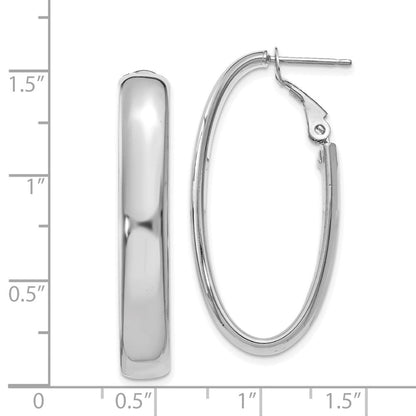 14K Weißgold 5.75mm Oval Omega Rückseite Creolen