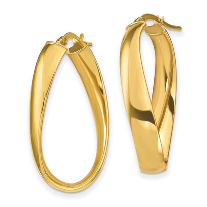 14K Gelbgold Gedreht 6mm Oval Creolen