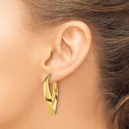 14K Gelbgold Gedreht 6mm Oval Creolen