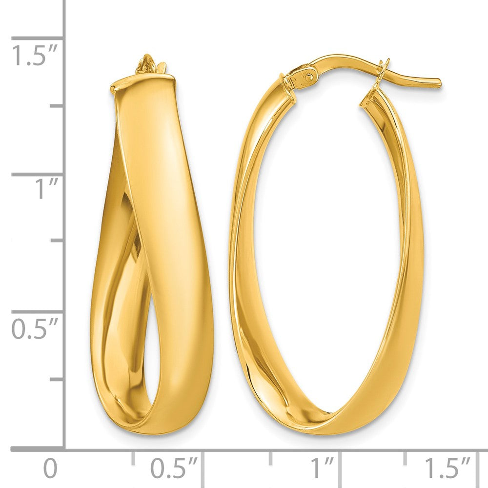 14K Gelbgold Gedreht 6mm Oval Creolen