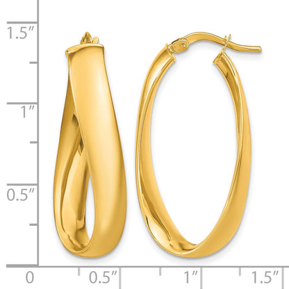 14K Gelbgold Gedreht 6mm Oval Creolen