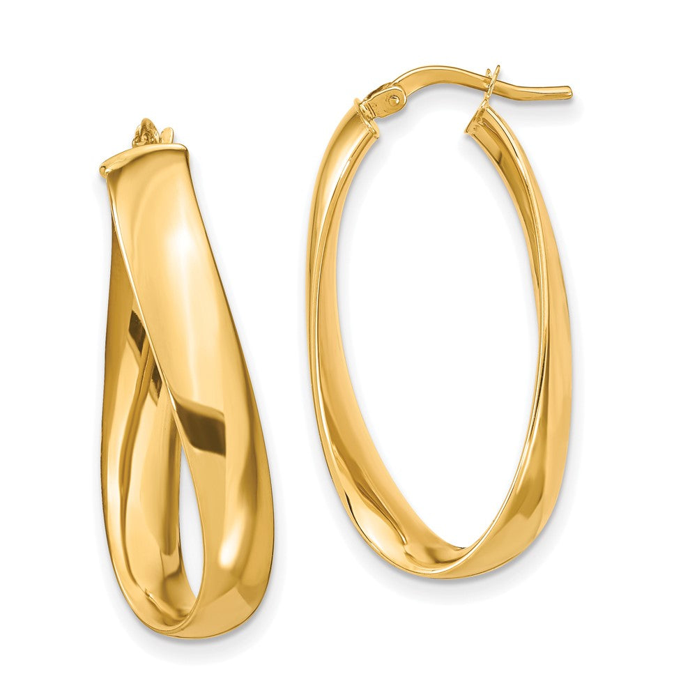 14K Gelbgold Gedreht 6mm Oval Creolen