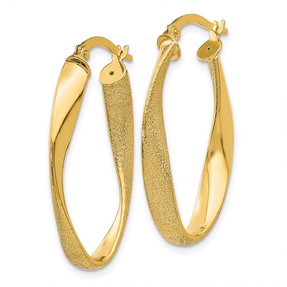 14K Gelbgold 14ky Oval Gedreht Creolen