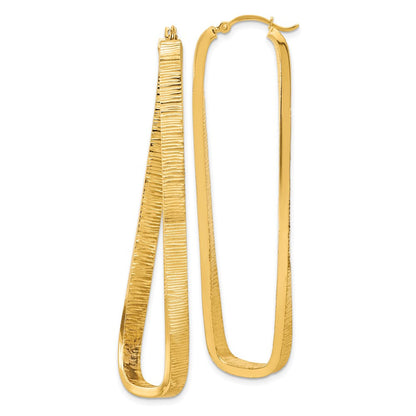 14K Gelbgold 4mm Strukturiert Gedreht Oval Creolen