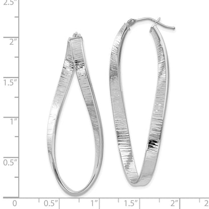 14K Weißgold 4mm Strukturiert Gedreht Oval Creolen