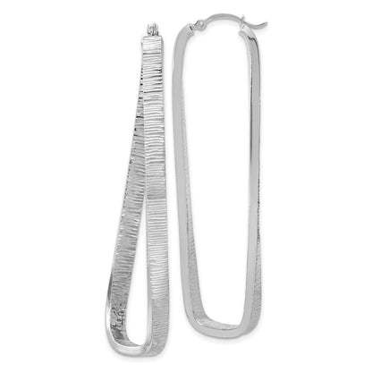 14K Weißgold 4mm Strukturiert Gedreht Oval Creolen
