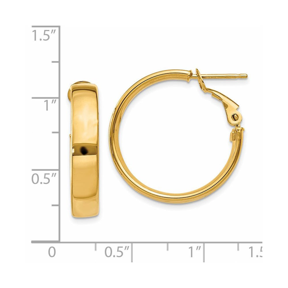 14K Gelbgold 5mm Omega Rückseite Creolen